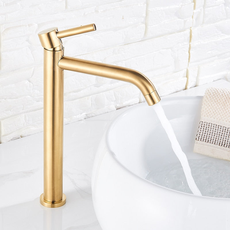 Black Chrome Tall Basin Sink Faucet Slim Bathroom Washbasin Water Mixer Tap Hot Cold Crane Faucets