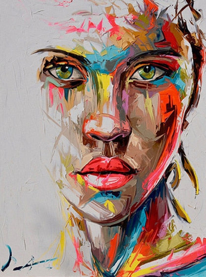 Abstract Woman Portrait Graffiti Canvas - Modern Art For Living Room Decor 40X60Cm Unframed / Jk757