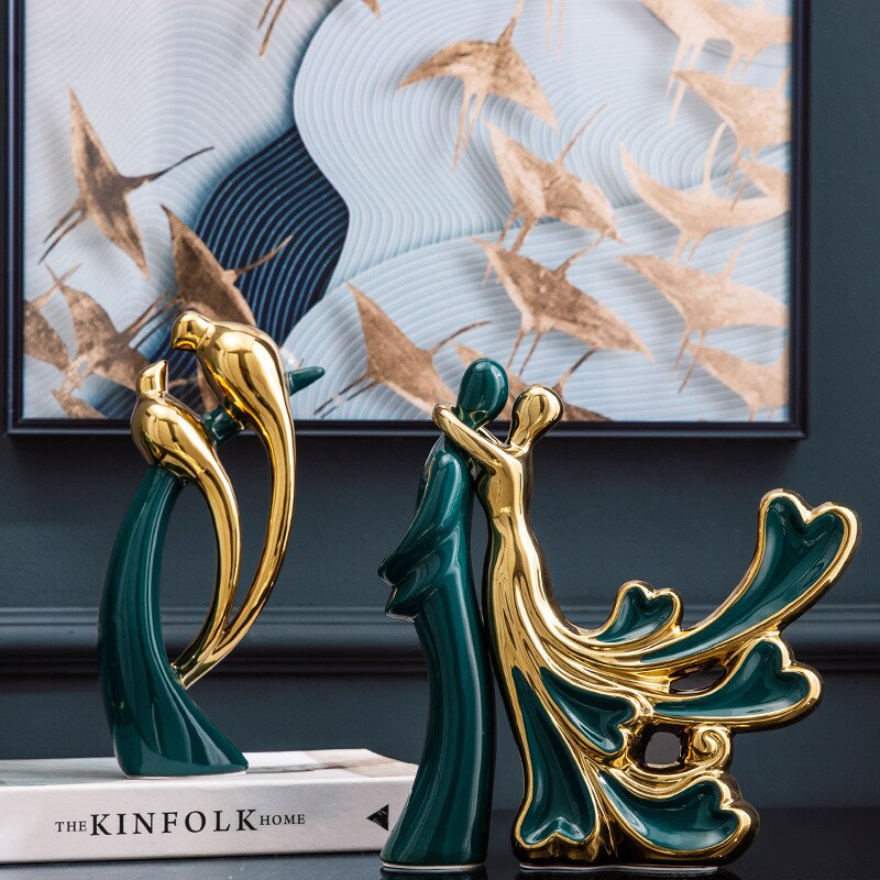 Nordic Love Bird Figurines - Modern Ceramic Statues For Living Room Home Decoration Decor Essentials