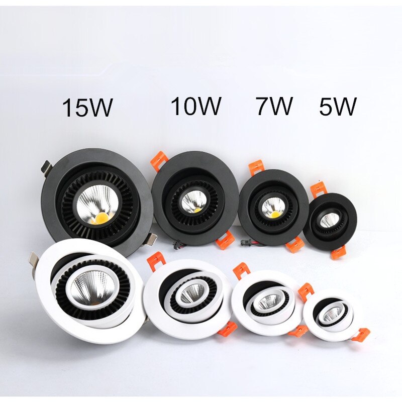 Ac/Dc 12V 24V 360° Rotatable Angle Led Recessed Downlight 5W 7W 10W 15W 18W Ceiling Spot Light