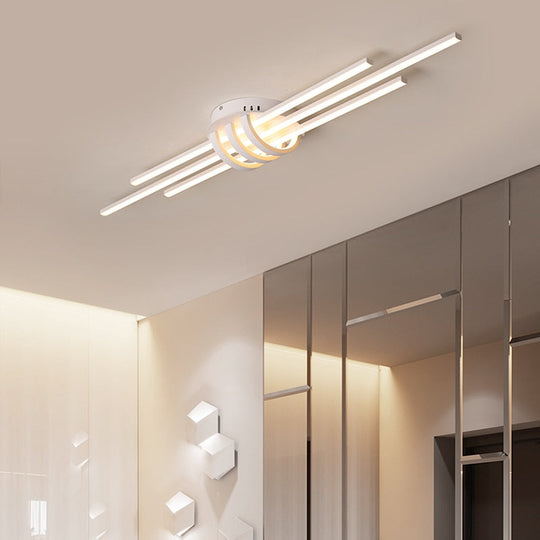 Modern Led Chandeliers For Bedroom Corridor Foyer Living Room Matte Black/White Ceiling Chandelier
