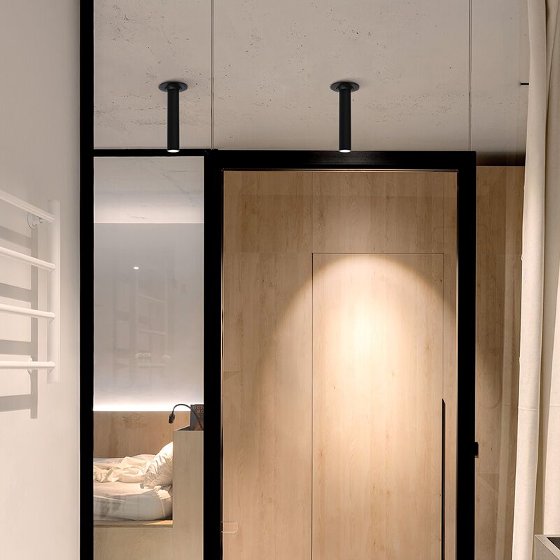 Black/White Long Tube Ceiling Recessed Led Spot Lamp Angle Rotatable Light 12W For Kitchen Bedroom