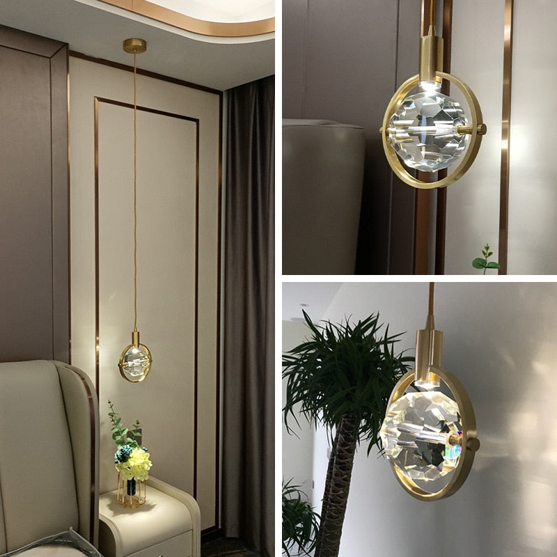 Led Crystal Chandeliers Creative Bedroom Bedside Small Hanging Lamp Home Decor Living Room Cafe