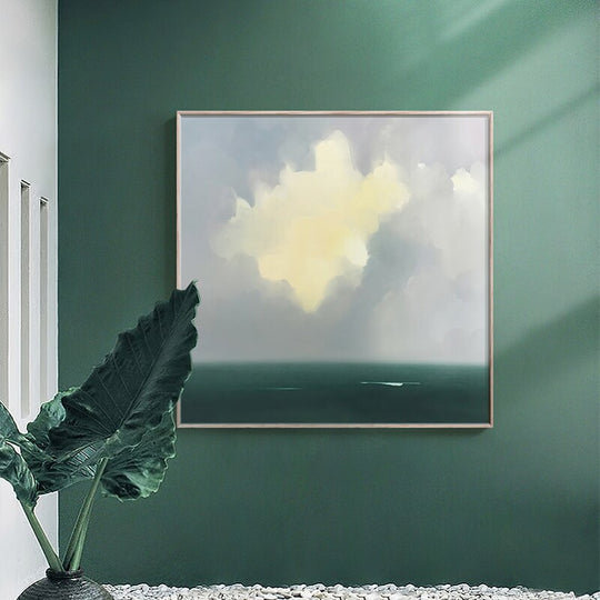 Abstract Seascape Poster Print: Serene Sea Surface And Clouds Wall Painting