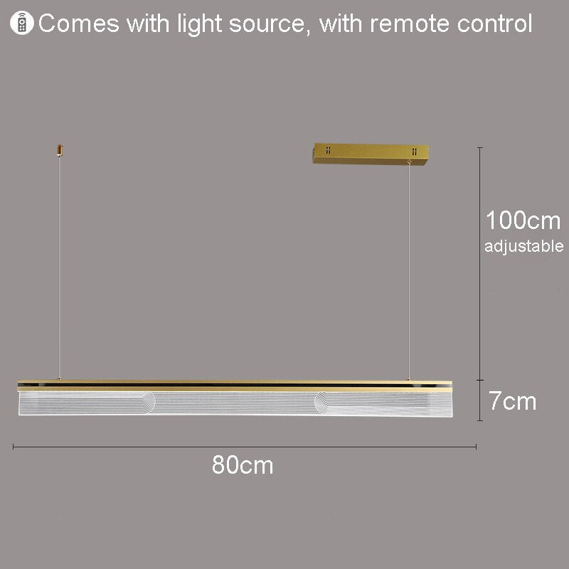 Nordic Modern Minimalist Rectangular Acrylic Dining Room Chandelier Living Iron Cord Pendant