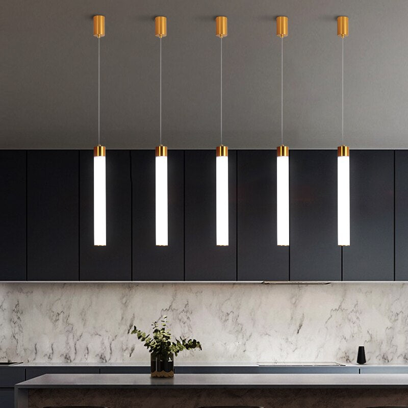 Single Head Cream White Pmma Led Pendant Lamp Nordic Modern Cylindrical Tube Restaurant Bar Front