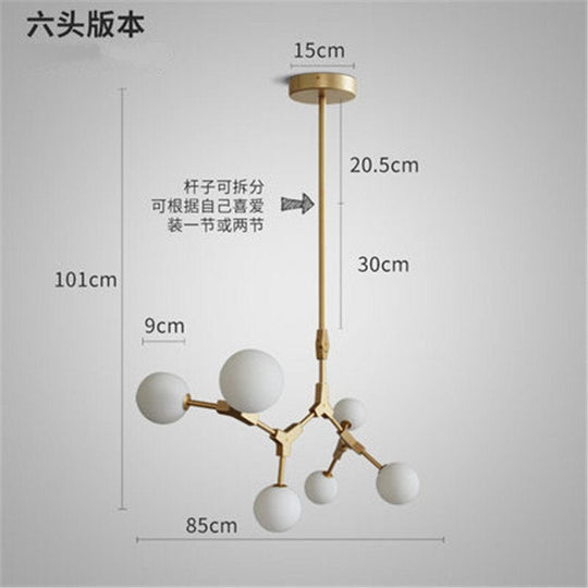 Nordic Living Room Chandelier Lighting Modern Art Dinning Room Bedroom Iron Tree Stick Hanging