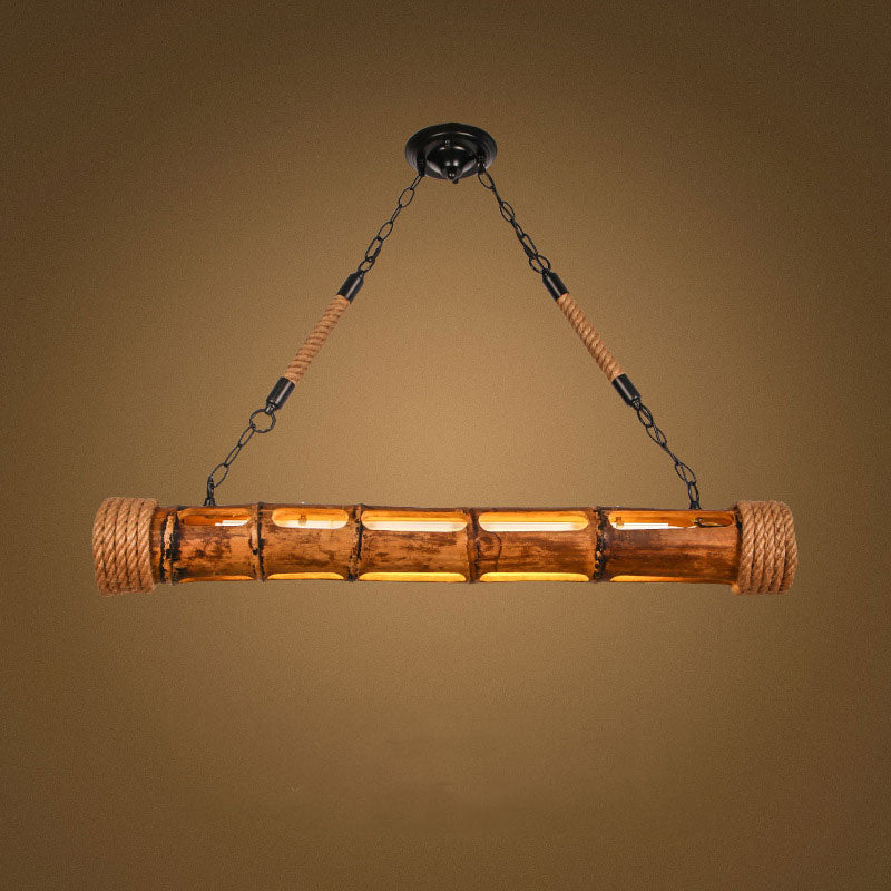 Loft Bamboo Led Chandelier Cafe Lamp Retro Industrial Warm White Tube Light Pendant Strip