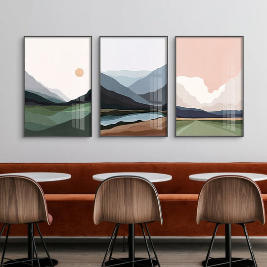 Abstract Ocean Landscape Canvas Painting: Nordic Decoration Wall Art