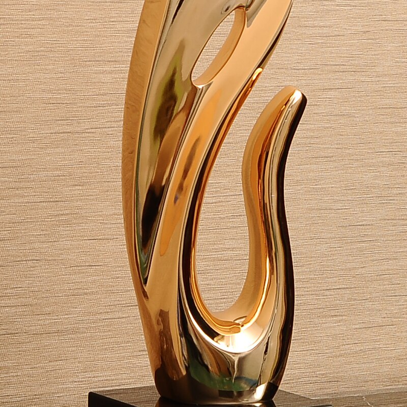 Gold &amp; Silver Resin Abstract Sculptures: Luxurious Electroplated Ornaments For Home And Hotel Decor
