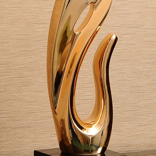 Gold &amp; Silver Resin Abstract Sculptures: Luxurious Electroplated Ornaments For Home And Hotel Decor