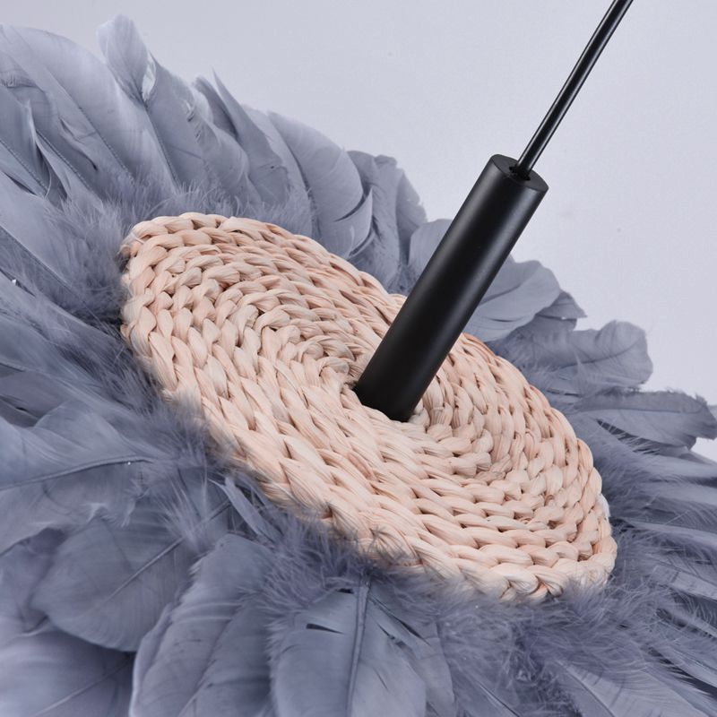 Feather Chandelier Nordic Ins Style Suspension Light Design Warm Art Modeling Children Lamp Kitchen