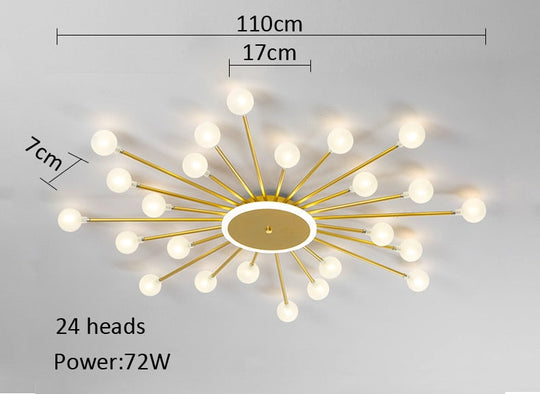 Modern Glass Ceiling Chandeliers Lighting Chandelier For Living Room Bedroom Kitchen Black/Gold 24