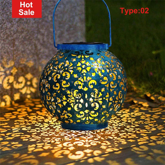 Waterproof Solar Lamp Retro Hollow Lantern Light Art Decorative Garden Light Led For Courtyard