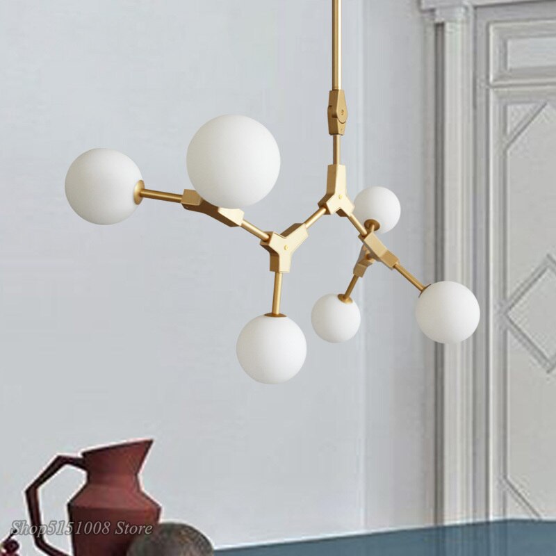 Nordic Living Room Chandelier Lighting Modern Art Dinning Room Bedroom Iron Tree Stick Hanging