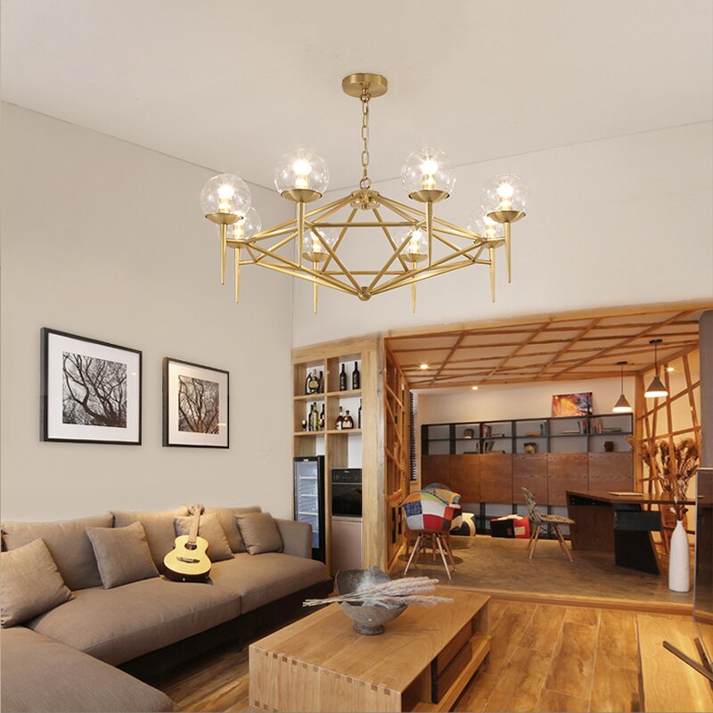 Nordic Radiance: Gold - Tinged Modo Glass Led Chandeliers For Stylish Spaces Pendant Light