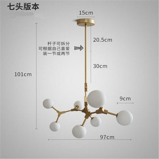 Nordic Living Room Chandelier Lighting Modern Art Dinning Room Bedroom Iron Tree Stick Hanging