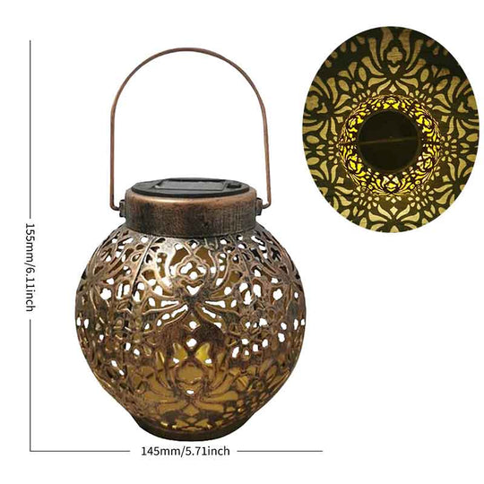 Waterproof Solar Lamp Retro Hollow Lantern Light Art Decorative Garden Light Led For Courtyard