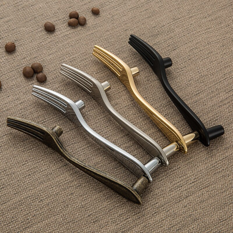 Creative Cutlery Furniture Cabinet Handle Knife And Fork Spoon Black Cupboard Kitchen Knobs Drawer