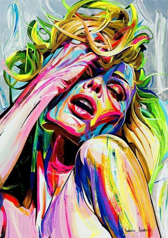 Abstract Woman Portrait Graffiti Canvas - Modern Art For Living Room Decor 40X60Cm Unframed / Jk757