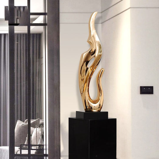 Gold &amp; Silver Resin Abstract Sculptures: Luxurious Electroplated Ornaments For Home And Hotel Decor