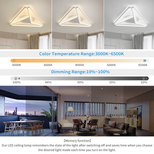 Modern Led Chandelier Lighting For Bedroom Study Room Living Room White/Black/Grey 90 - 260V