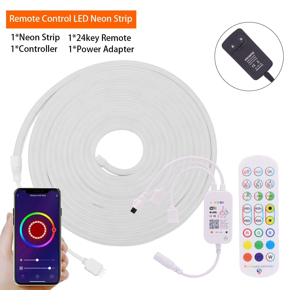 12V Rgb Led Neon Light Strip: Smart Dimmable Decor For Gazebos Tuya Wifi 1 Roll / Eu Adapter