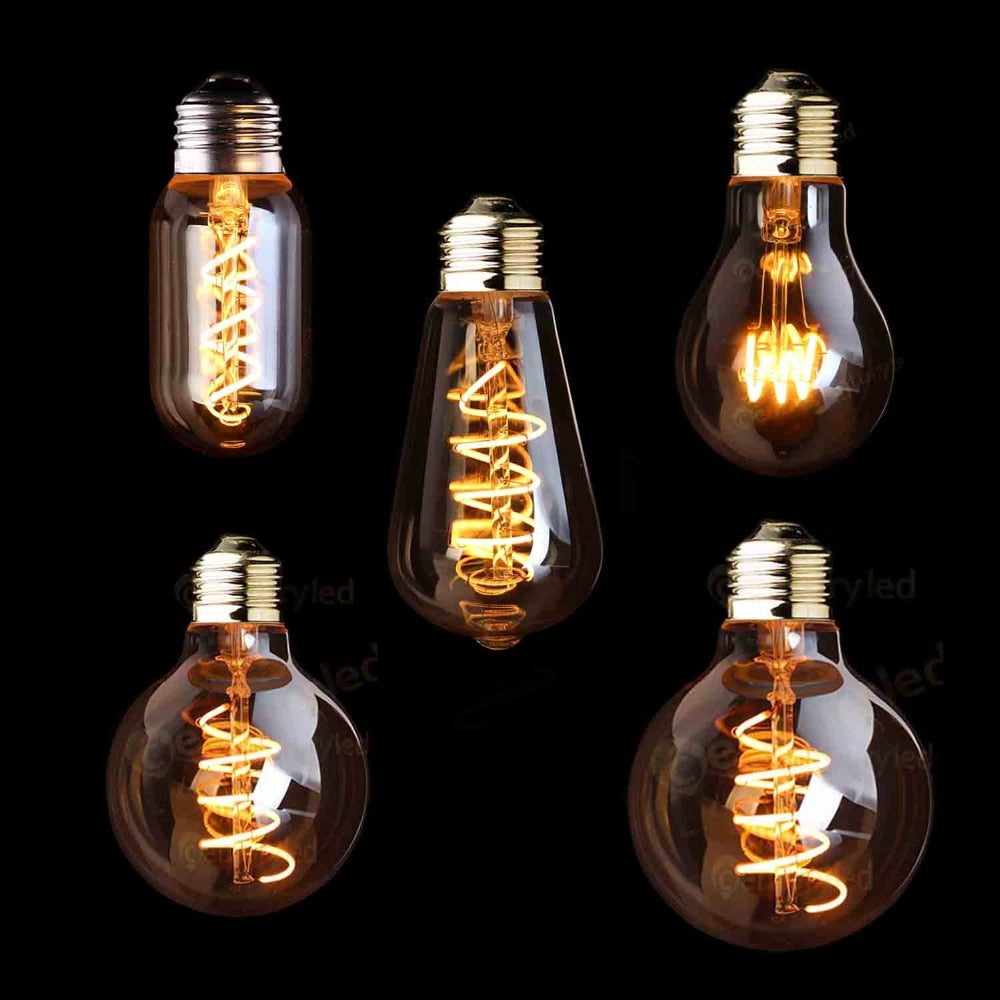 Retro Dimmable Led Edison Bulb E27 3W Gold Spiral Filament St64 G125 Ampoule Lamp Incandescent