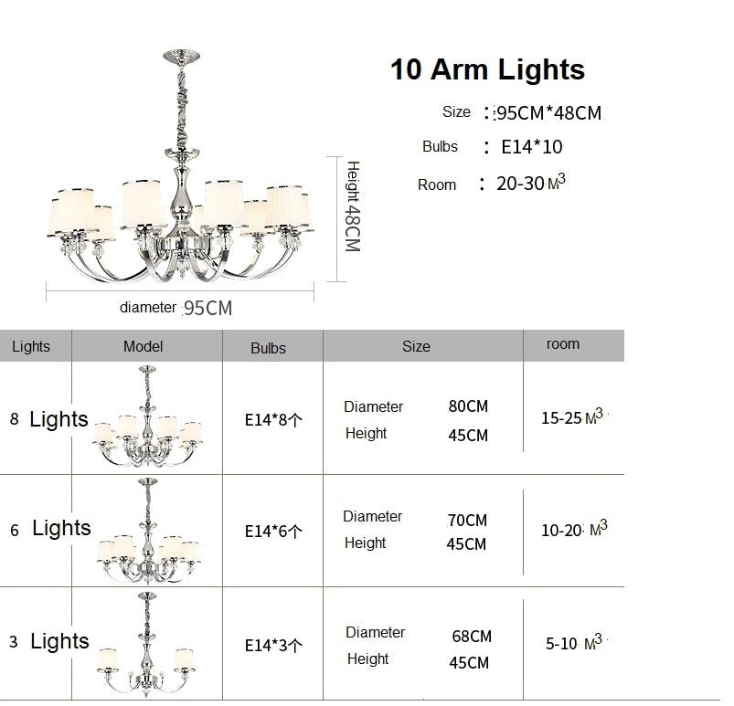Modern Chrome Chandelier Lights For Living Room