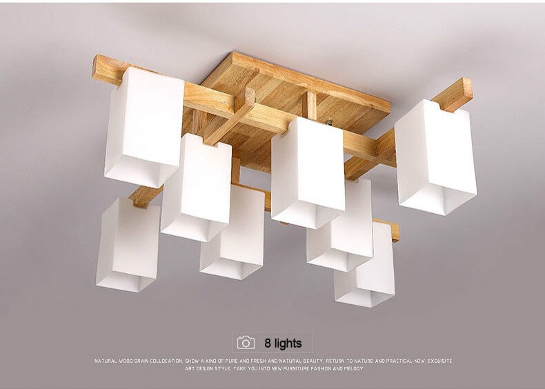 Nordic Minimalist Creative Led Wood Style Living Room Ceiling Lamp Personality Japanese Home Deco