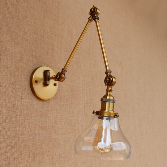 Brass Glass Ball Vintage Wall Lights Fixtures Edison Swing Long Arm Light Loft Industrial Lamp
