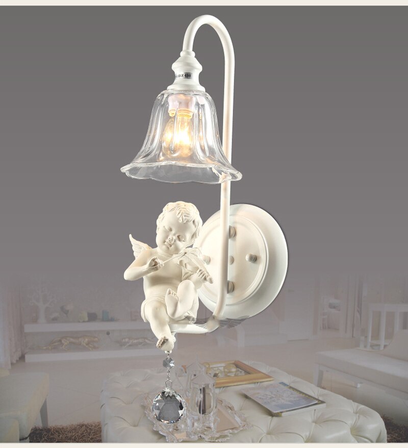 Nordic Wall Lamp Angel Pastoral Bedside Light Foyer Study Classic Interior Home Decor Corridor