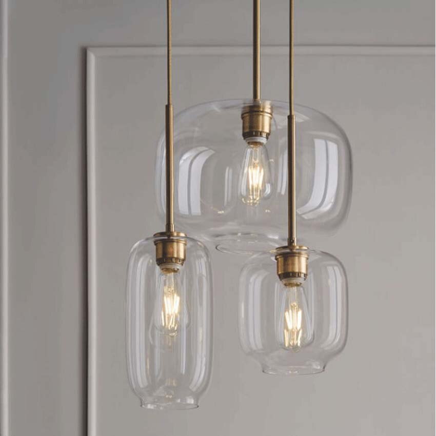Nordic Glass Suspension Luminaire Clear Cognac Nordic Hanging Pendant Lamp Hallway Dining Room Bar