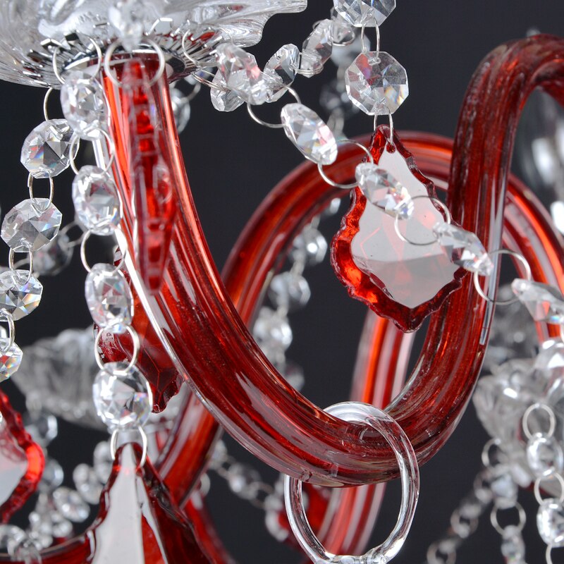 Crimson Luminary: Red K9 Crystal Chandelier - A Luxury Ceiling Hanging Lamp For Bedroom Living Room