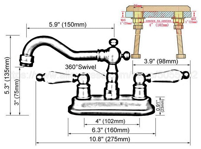 Antique Brass Double Handle Bathroom Wash Basin Mixer Taps / 2 Hole Deck Mounted Swivel Spout