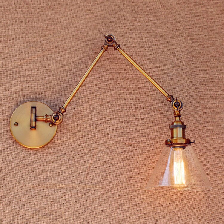 Brass Glass Ball Vintage Wall Lights Fixtures Edison Swing Long Arm Light Loft Industrial Lamp