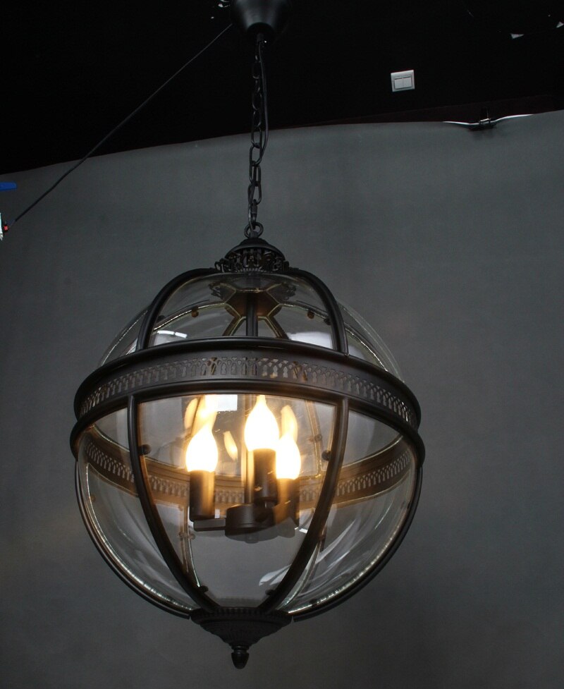 Vintage Loft Globe Pendant Lights Wrought Iron Glass Shade Kitchen Light Dinning Hanging Lamps Bar