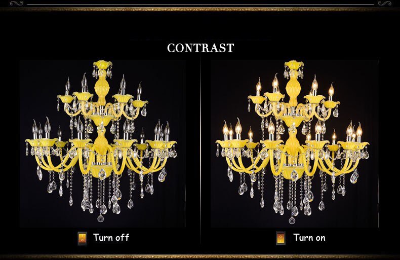 Sunbeam Majesty: Elegant Yellow Crystal Chandelier For Living Room Dining And Bedroom - Luxurious