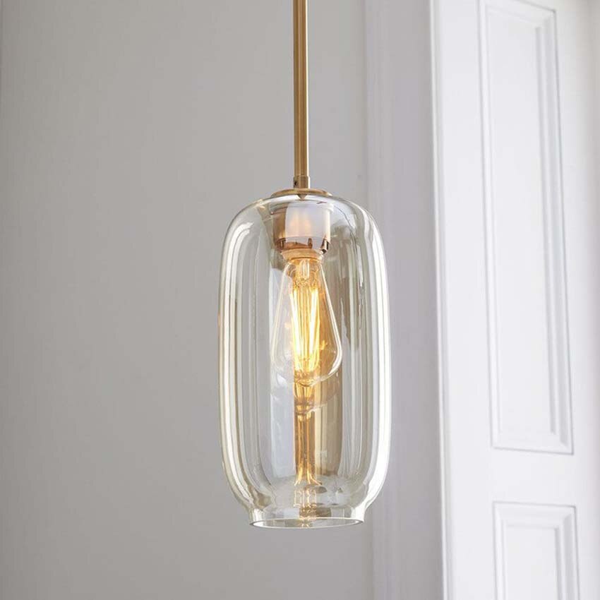 Nordic Glass Suspension Luminaire Clear Cognac Nordic Hanging Pendant Lamp Hallway Dining Room Bar