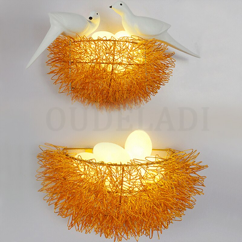 Bird Nest Led Wall Lamp Children Bedroom Study Room Restaurant Decoration Novelty Light With 3D