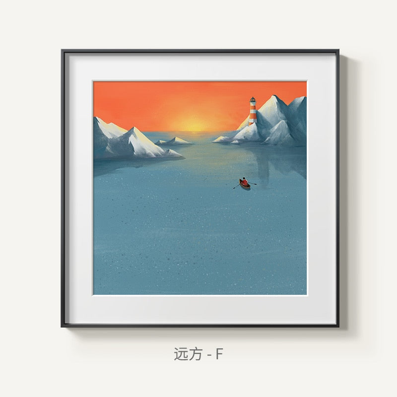 Scandinavian Abstract Landscape Canvas Poster: Modern Mountain Painting 30X30Cm (No Frame) / F Wall