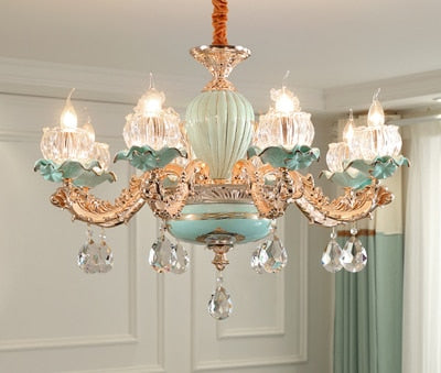 Modern Chandeliers Home Decor Flower Chandelier Living Room Decoration Nordic Crystal Light Fixture