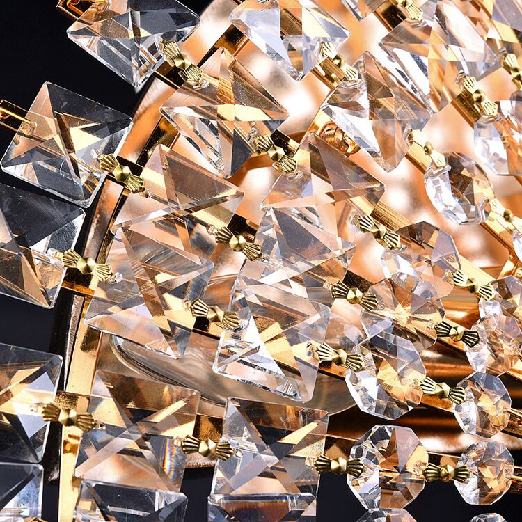 Modern Crystal Fan - Shape Bedroom Wall Light Luxury European Corridor Bedside Sconces Mirror Front