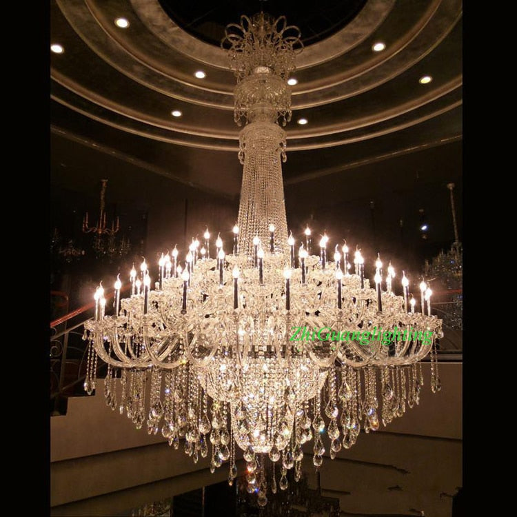Transparent Large Crystal Chandeliers Engineering Lights Creative Personality Staircase Luminaire