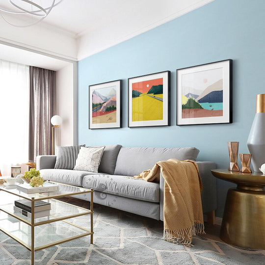 Scandinavian Abstract Landscape Canvas Poster: Modern Mountain Painting Wall Painting
