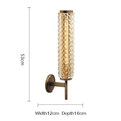 Postmodern Copper Wall Lamp Luxury Crystal Living Room Bathroom Mirror Headlight Villa Light Wall