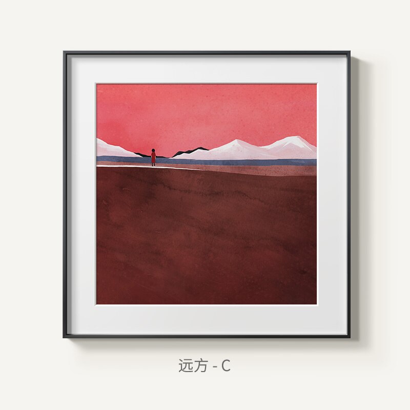 Scandinavian Abstract Landscape Canvas Poster: Modern Mountain Painting 30X30Cm (No Frame) / C Wall