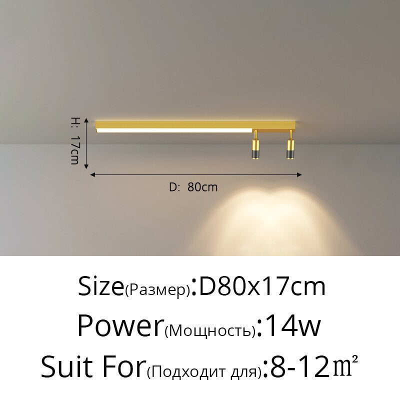 Modern Long Led Chandeliers Lamp Suitable For Bedroom Corridor And Dining Room Black Gold Frame 80