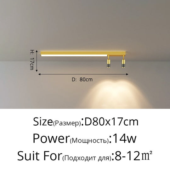 Modern Long Led Chandeliers Lamp Suitable For Bedroom Corridor And Dining Room Black Gold Frame 80