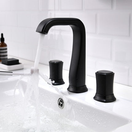 Rose Gold Bathroom Basin Faucets Brass Widespread Sink Mixer Tap Hot &amp; Cold Lavatory Crane 3 Hole